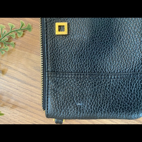 Black Leather Pebbled Lodis Wristlet - Picture 5 of 5